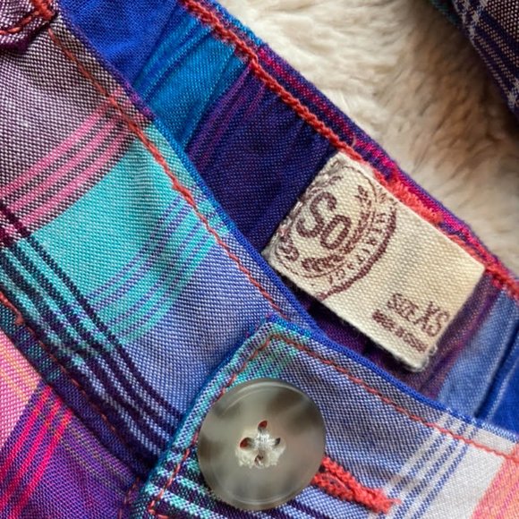 SO Colorful Plaid Shorts Removable Belt - Picture 9 of 11